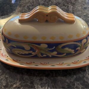 Decorative Ceramic Butter Dish with Lid